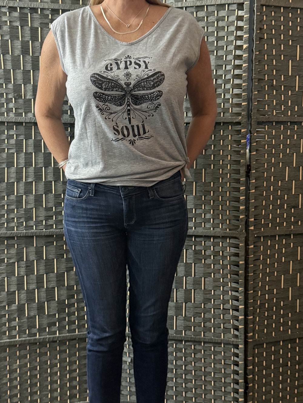 Gypsy Soul Graphic Tank Top - Light Gray